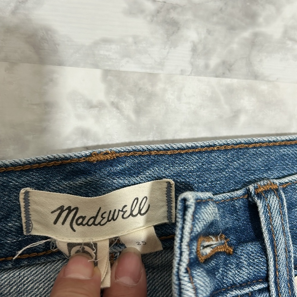 MADEWELL WOMENS BLUE DENIM SKIRT FRAYED HEM Sz 25 - Picture 9 of 10